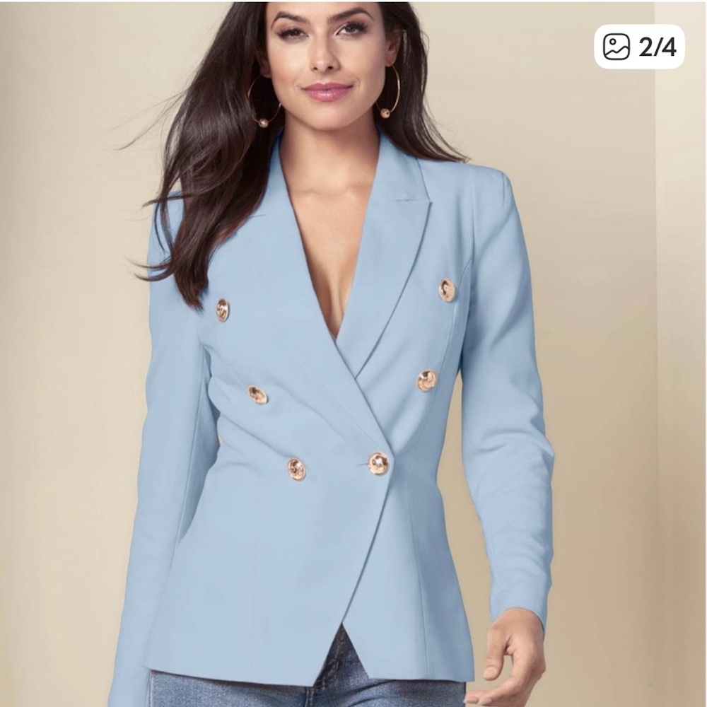 NWOT VENUS Light Blue Double-Breasted Blazer
